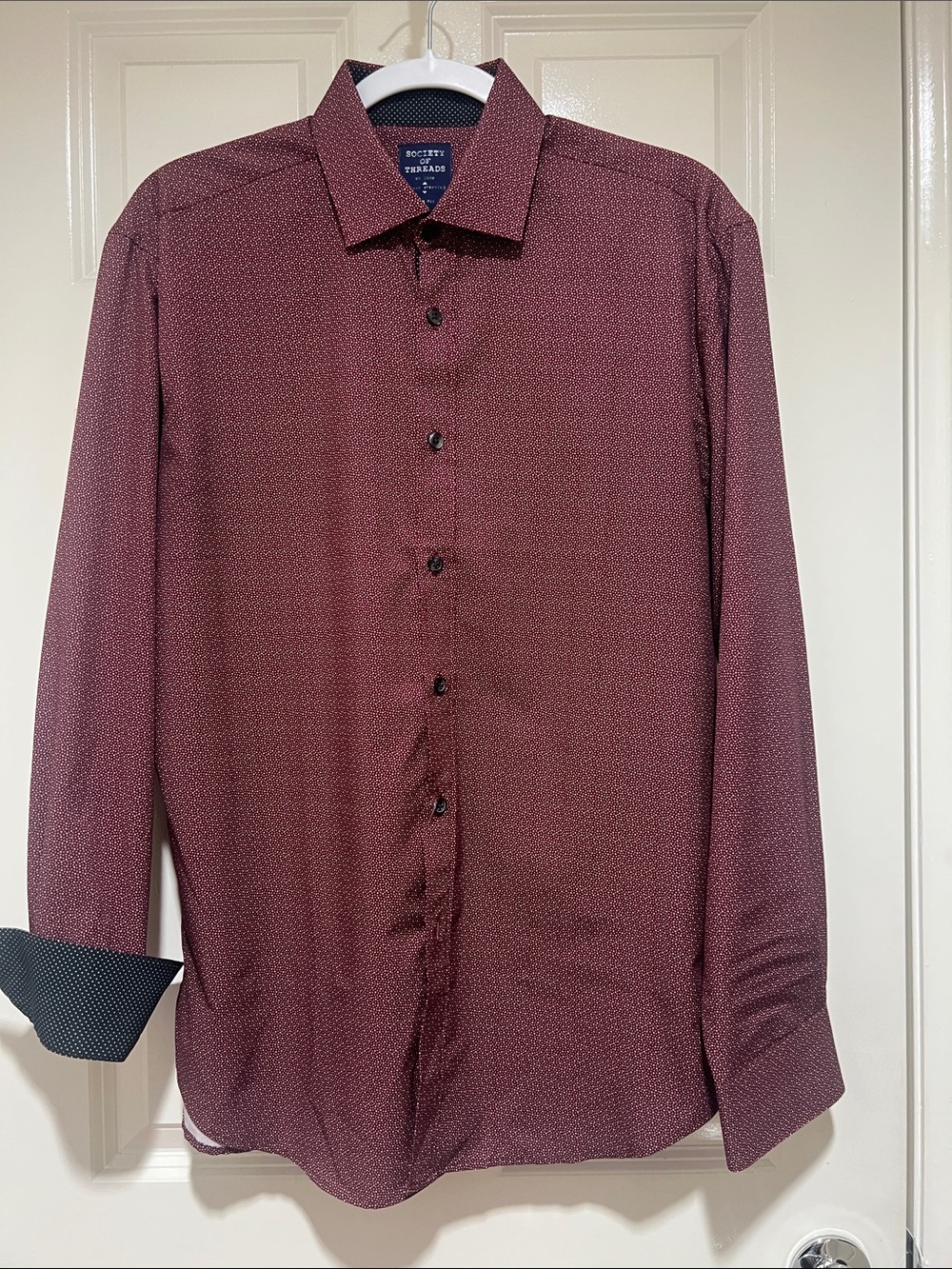 Society Of Threads Men's slim fit Maroon with Microdots size M EUC
